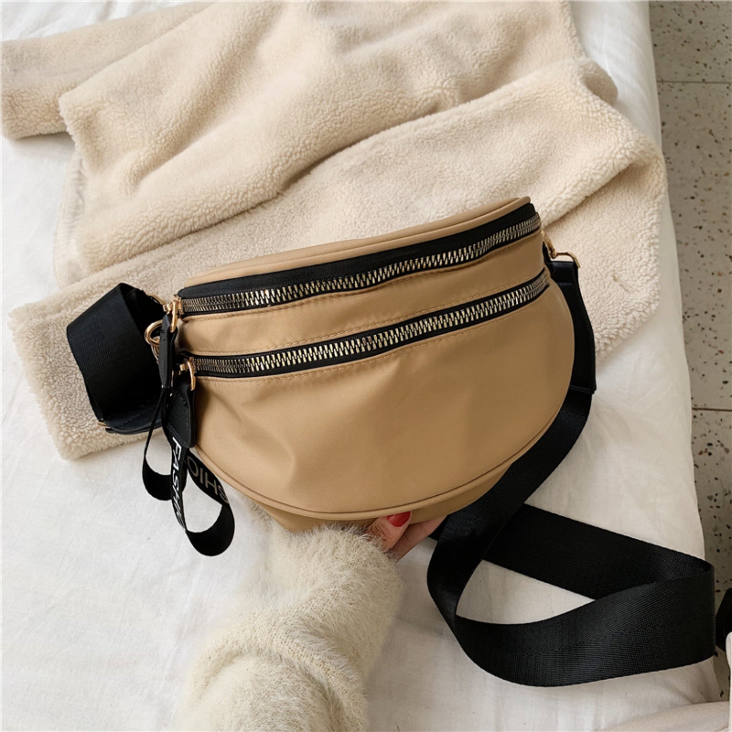 Double Zip Nylon Crossbody Bag - Effortless Organization on the Go!