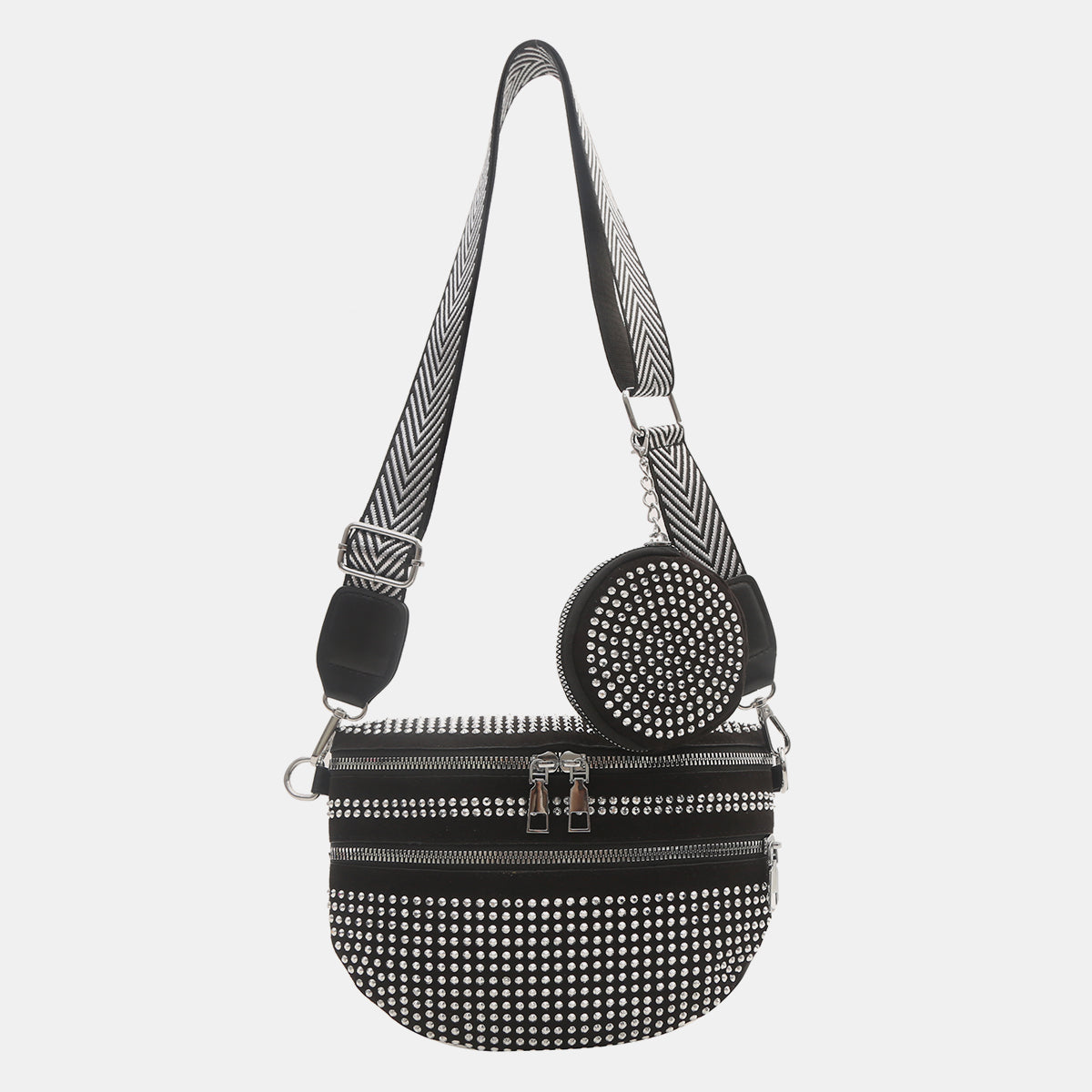 Studded Adjustable Strap Crossbody Bag - Stay Fashionable and Functional!