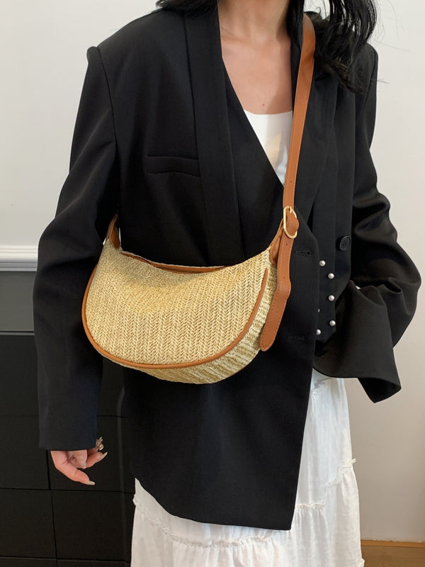 Straw Weave Adjustable Strap Shoulder Bag - Trendy and Unique!