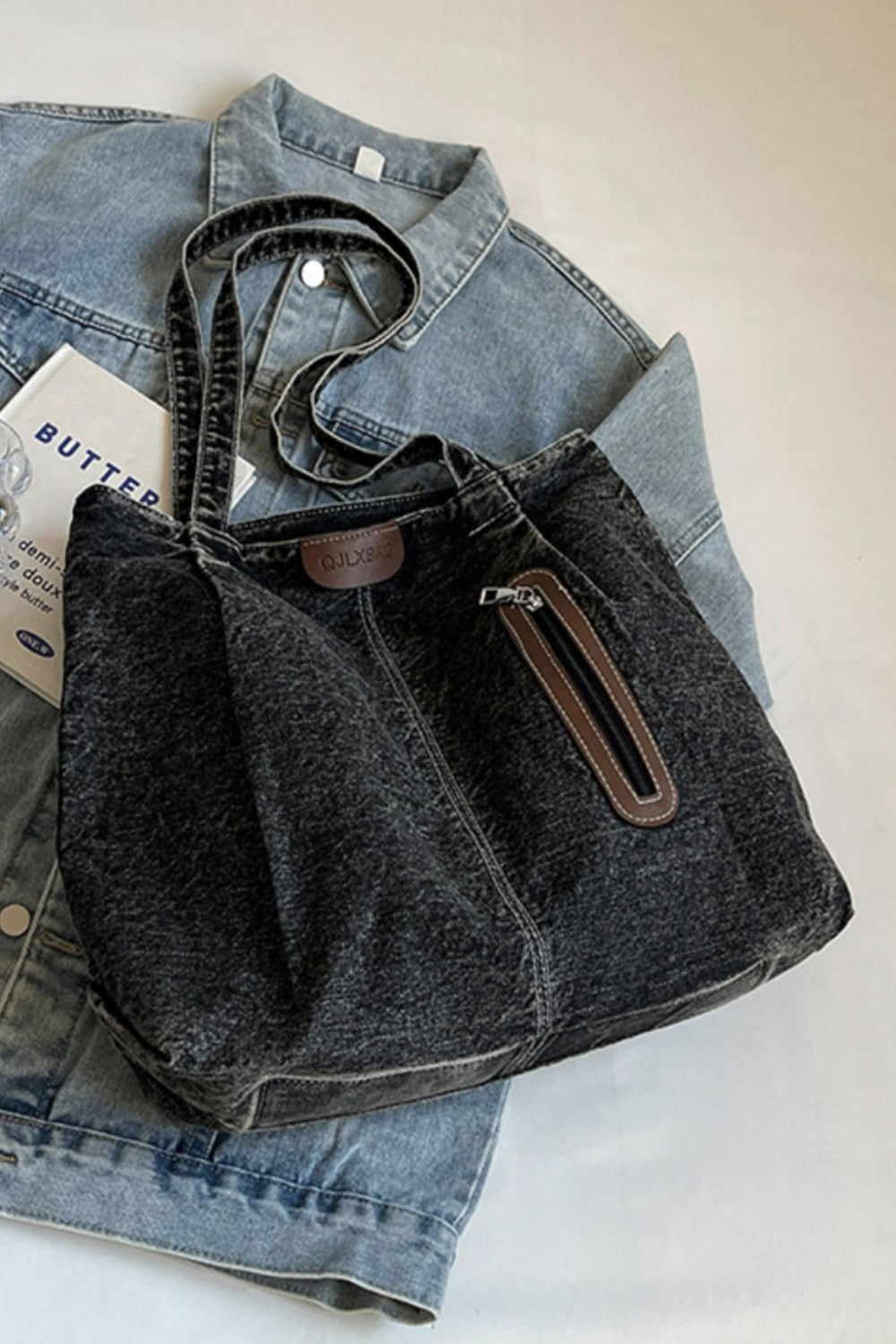 Medium Denim Tote Bag - Shine in Blue!