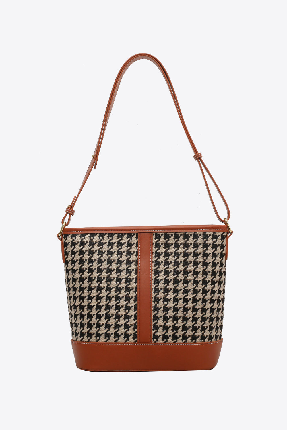 Houndstooth Vegan Leather Shoulder Bag - Upgrade your everyday look with this timeless and trendy piece!