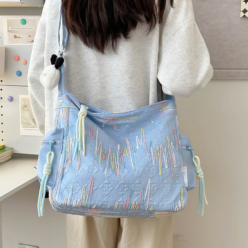 Contrast Texture Shoulder Bag - Organized and easily accessible!