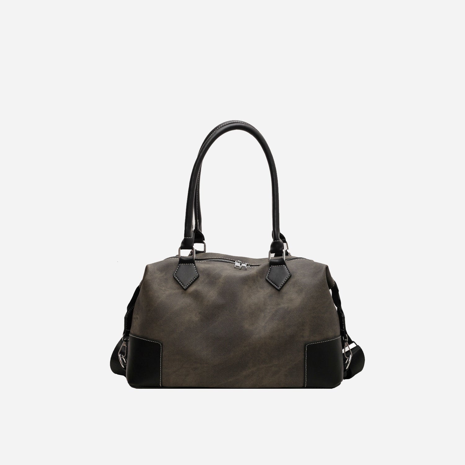 Contrast Vegan Leather Shoulder Bag - Bold Style with a Touch of Edge!