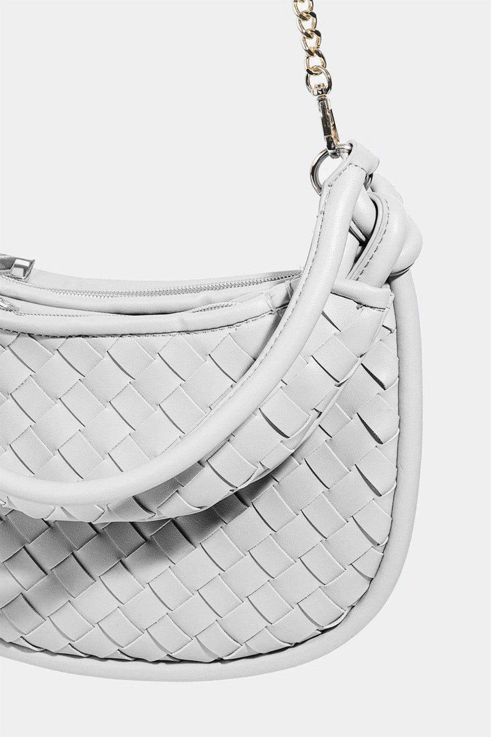 Fame Vegan Leather Basket Weave Half Moon Bag - Carry Your Essentials in Style!