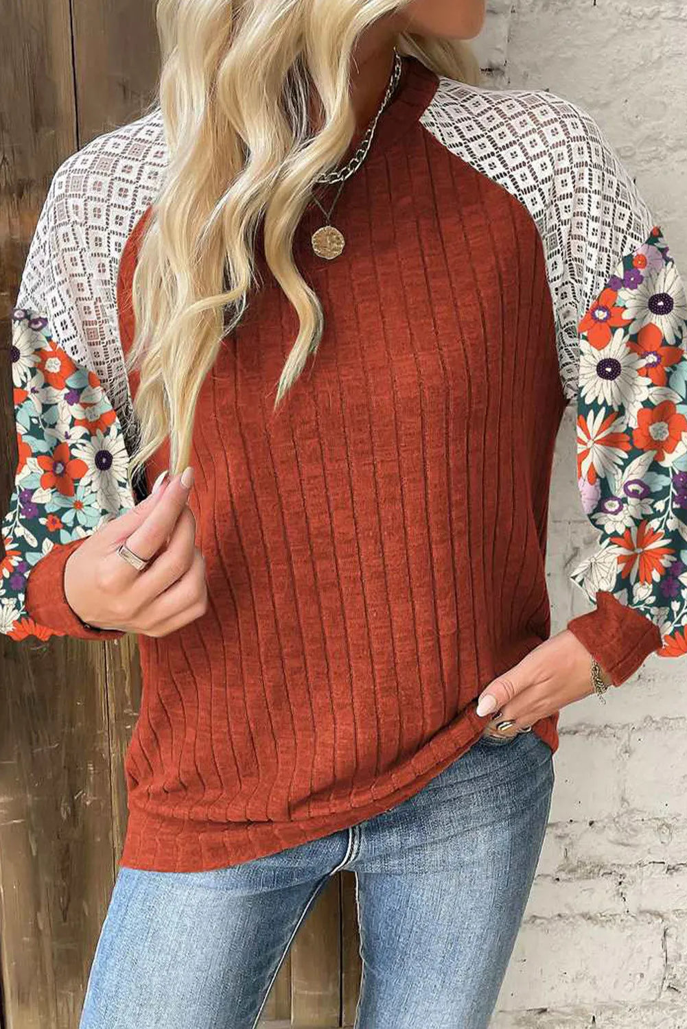 Printed Round Neck Long Sleeve Top - Breathable Fabric, Flattering Fit