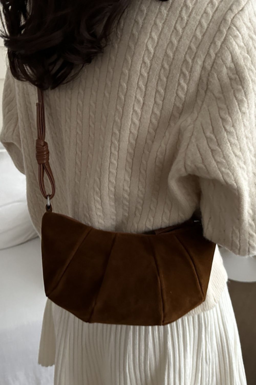 Suede Croissant Shape Shoulder Bag - Practical and Stylish!