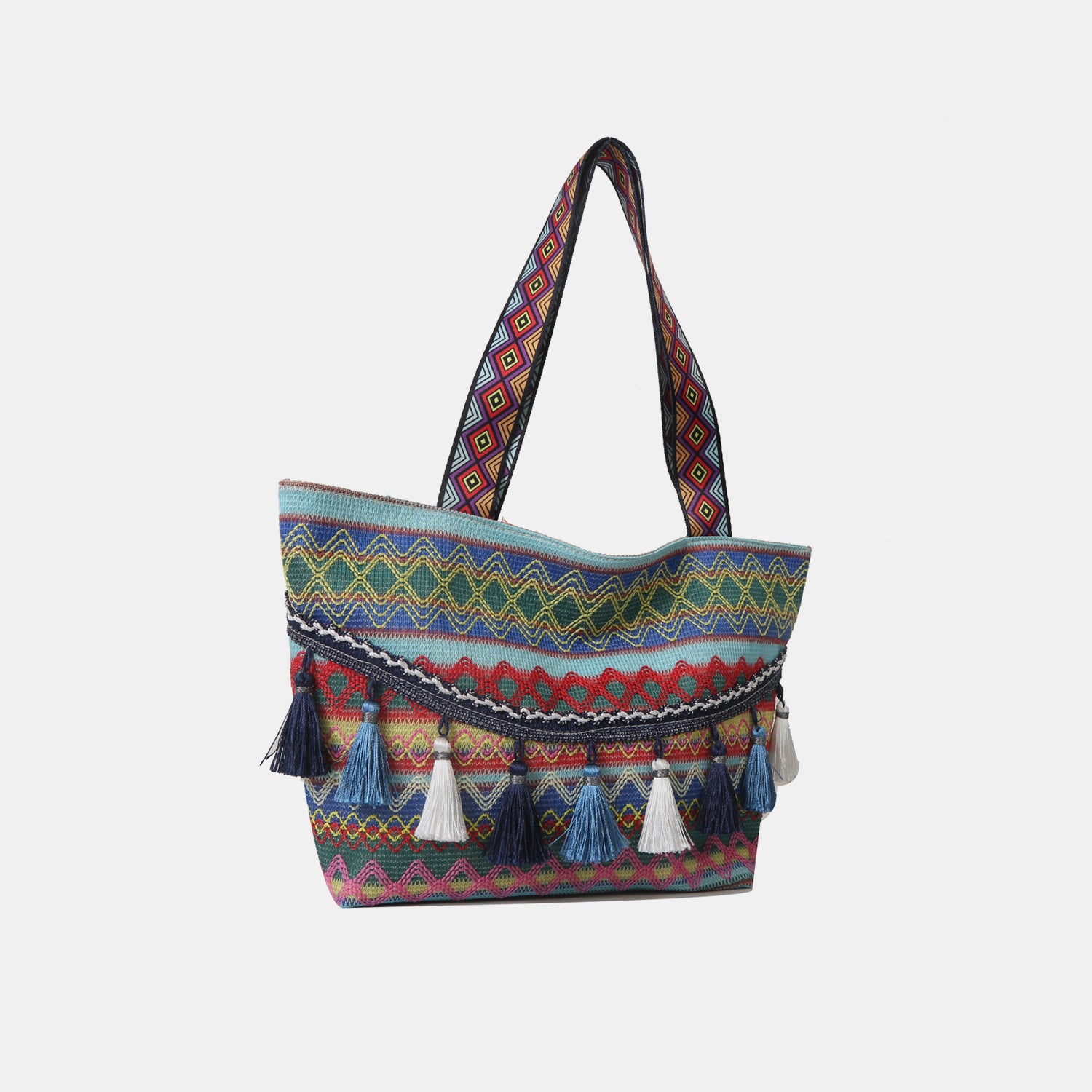 Printed Tassel Detail Tote Bag - Carry your belongings comfortably!