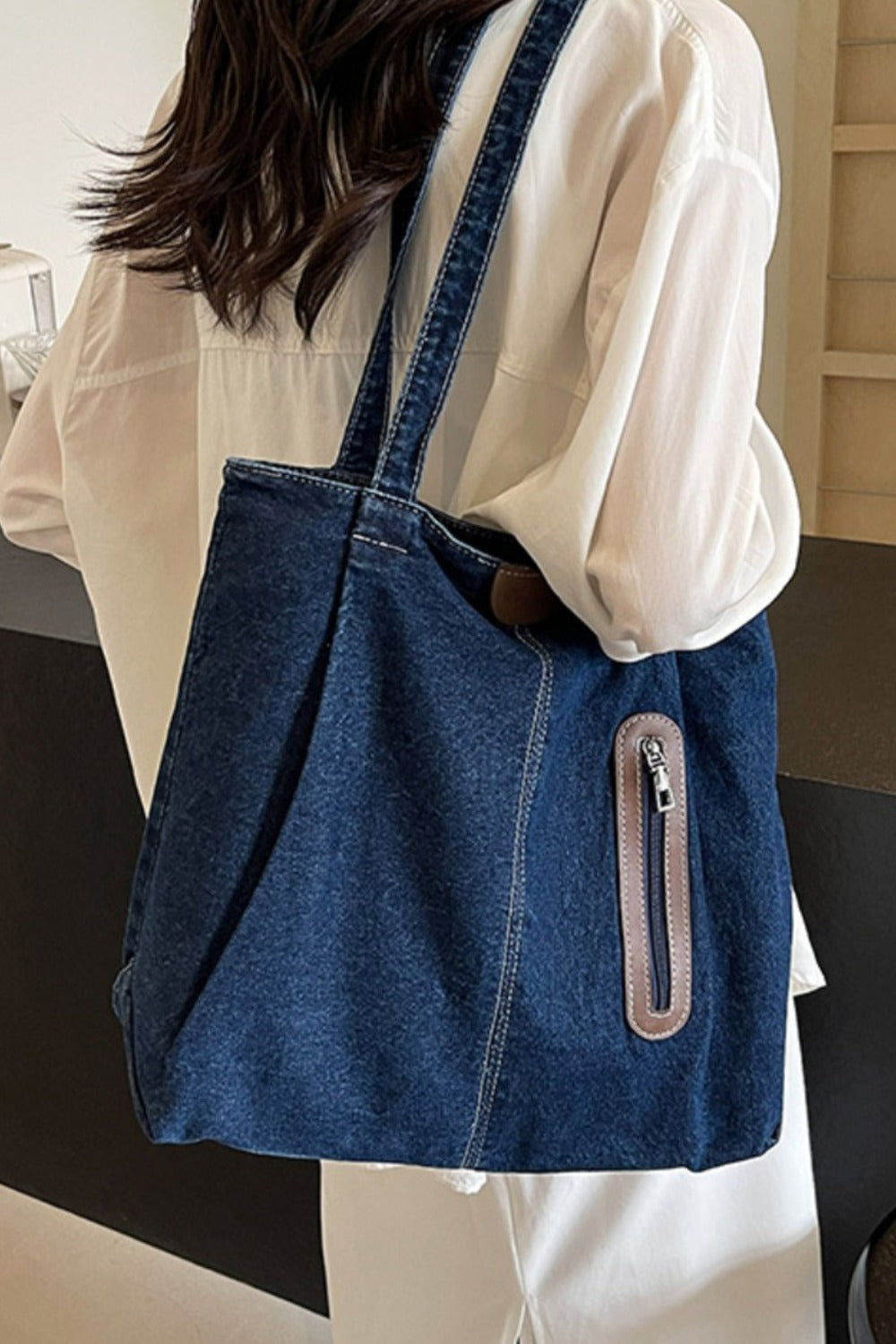 Medium Denim Tote Bag - Shine in Blue!