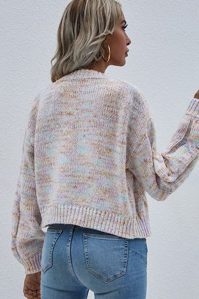 Multicolored knit cardigan set