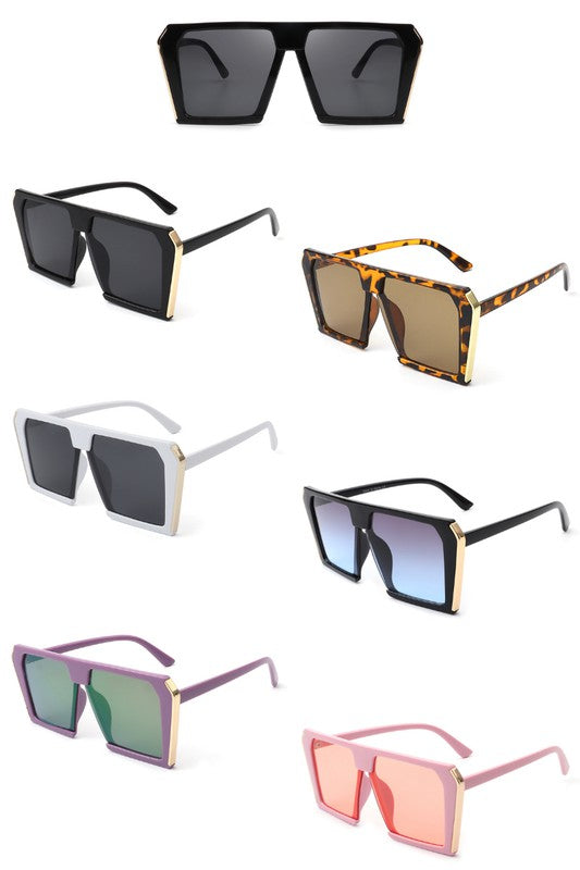 Oversized Square Sunglasses with PC Lenses and Plastic Metal Frame