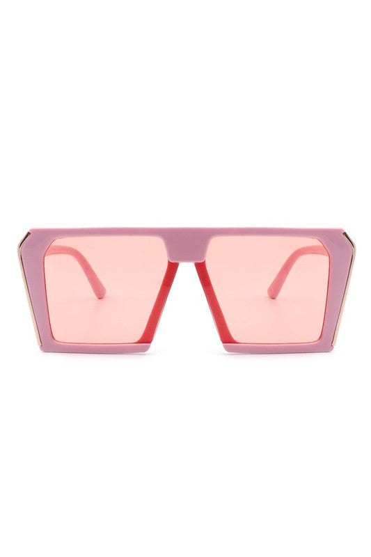 Oversized Square Sunglasses with PC Lenses and Plastic Metal Frame