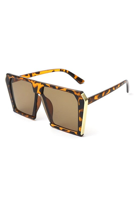 Oversized Square Sunglasses with PC Lenses and Plastic Metal Frame
