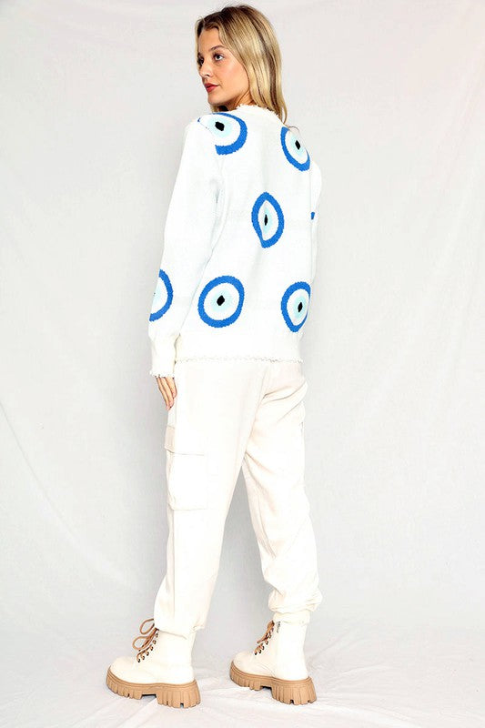 Evil eye knit sweater