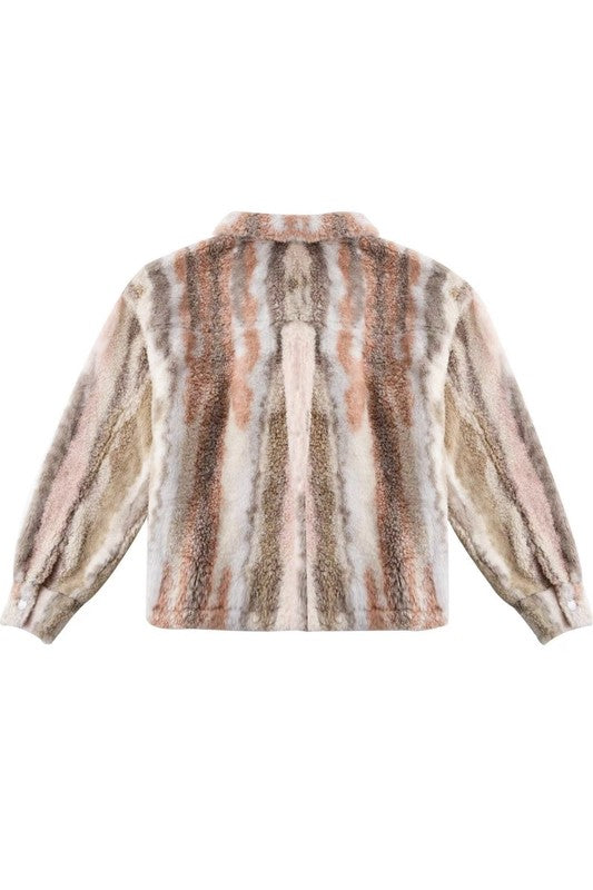 Marble printed sherpa jacket