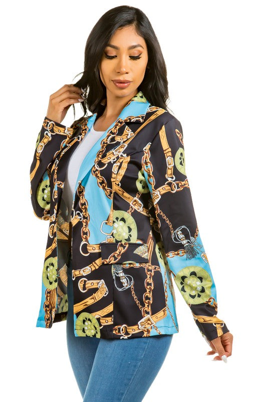 Single-Breasted Blazer with Peaked Lapel and Side Pockets for Women in Polyester for Effortless Style