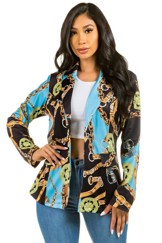 Single-Breasted Blazer with Peaked Lapel and Side Pockets for Women in Polyester for Effortless Style