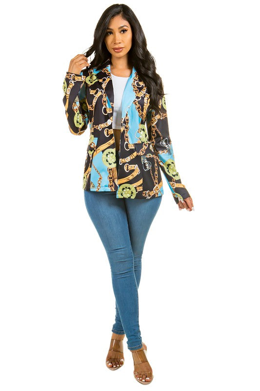 Single-Breasted Blazer with Peaked Lapel and Side Pockets for Women in Polyester for Effortless Style