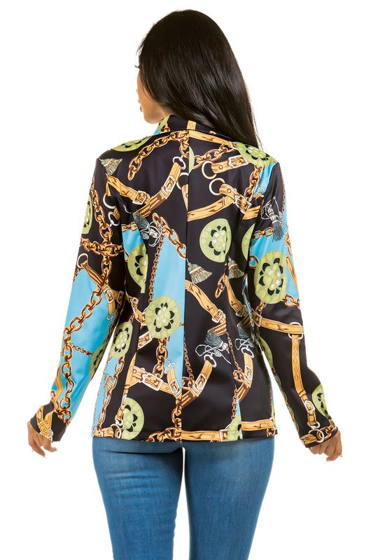 Single-Breasted Blazer with Peaked Lapel and Side Pockets for Women in Polyester for Effortless Style