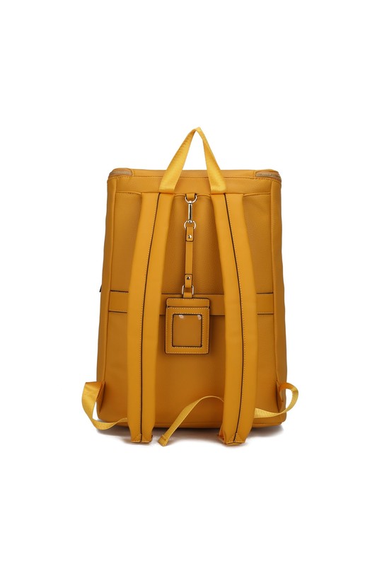 MKF Collection Angela Large Backpack Vegan Leather Gold-Tone Hardware 12" L 19" H 6" W Trolley Sleeve Zip Pockets