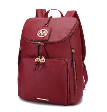 MKF Collection Angela Large Backpack Vegan Leather Gold-Tone Hardware 12" L 19" H 6" W Trolley Sleeve Zip Pockets