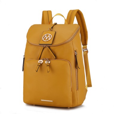 MKF Collection Angela Large Backpack Vegan Leather Gold-Tone Hardware 12" L 19" H 6" W Trolley Sleeve Zip Pockets
