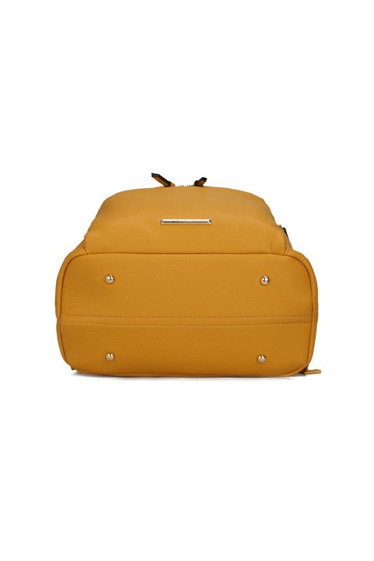 MKF Collection Angela Large Backpack Vegan Leather Gold-Tone Hardware 12" L 19" H 6" W Trolley Sleeve Zip Pockets