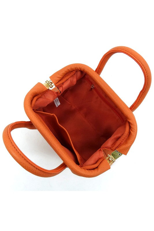 Spring Frame Doctors Satchel Crossbody Bag Vegan Leather Gold Hardware