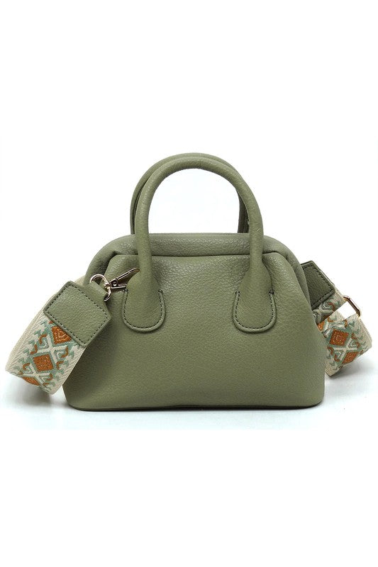 Spring Frame Doctors Satchel Crossbody Bag Vegan Leather Gold Hardware