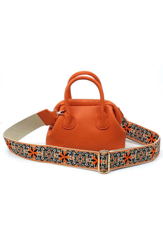 Spring Frame Doctors Satchel Crossbody Bag Vegan Leather Gold Hardware