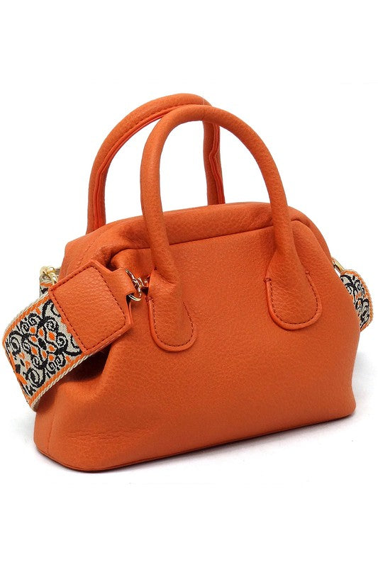 Spring Frame Doctors Satchel Crossbody Bag Vegan Leather Gold Hardware