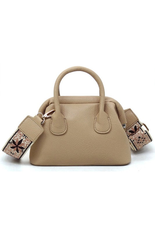 Spring Frame Doctors Satchel Crossbody Bag Vegan Leather Gold Hardware