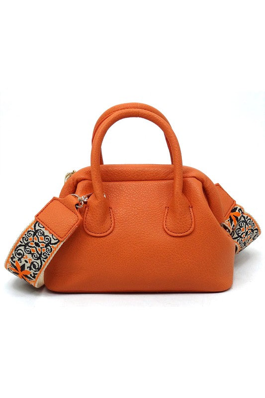 Spring Frame Doctors Satchel Crossbody Bag Vegan Leather Gold Hardware