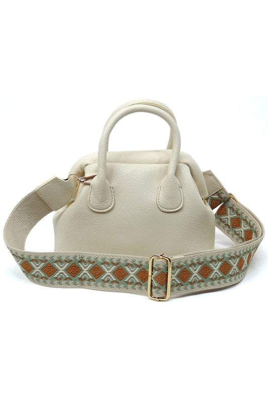 Spring Frame Doctors Satchel Crossbody Bag Vegan Leather Gold Hardware