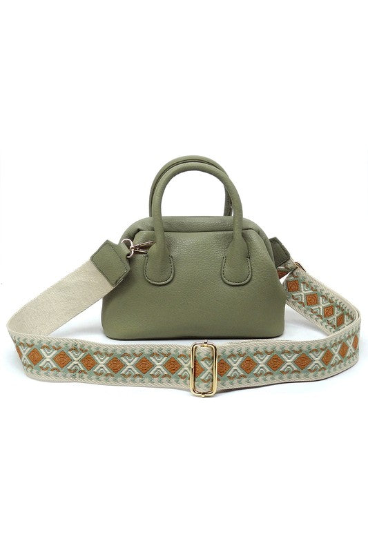Spring Frame Doctors Satchel Crossbody Bag Vegan Leather Gold Hardware