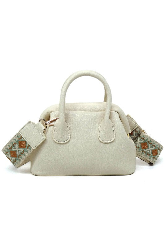 Spring Frame Doctors Satchel Crossbody Bag Vegan Leather Gold Hardware