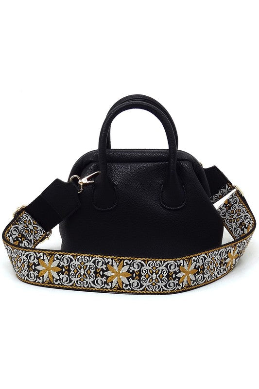 Spring Frame Doctors Satchel Crossbody Bag Vegan Leather Gold Hardware