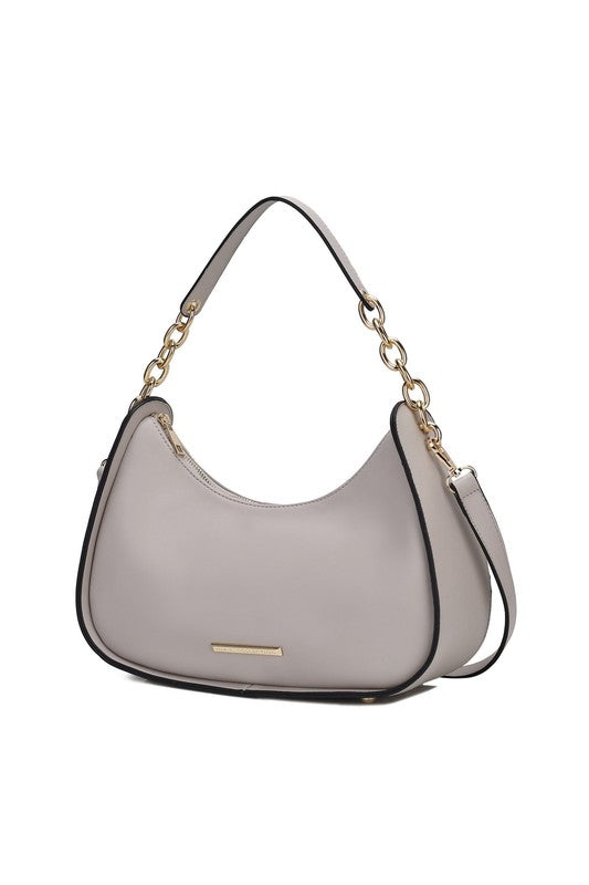 MKF Collection Lottie Shoulder Handbag Vegan Leather Gold-Tone Hardware Adjustable Strap Interior Zip Pockets Back Pocket Zipper Closure