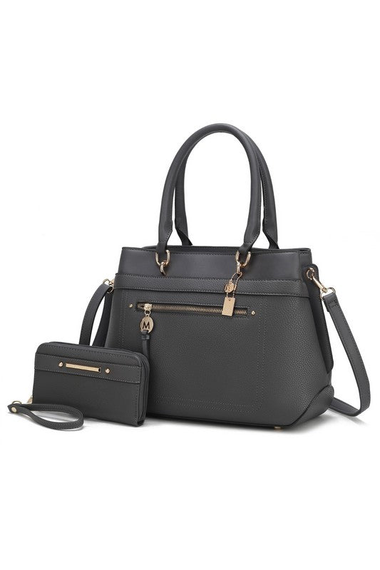 MKF Collection Gardenia Tote Handbag Vegan Leather Gold-tone Hardware 13W x 10H x 4.5D Zipper Closure Dust Bag Included