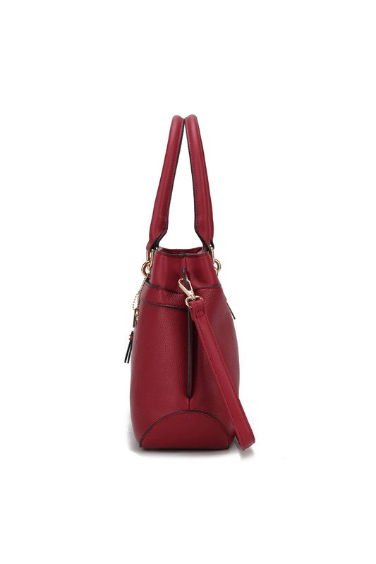MKF Collection Gardenia Tote Handbag Vegan Leather Gold-tone Hardware 13W x 10H x 4.5D Zipper Closure Dust Bag Included
