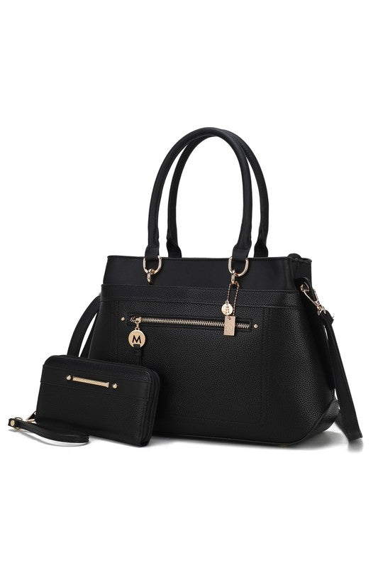 MKF Collection Gardenia Tote Handbag Vegan Leather Gold-tone Hardware 13W x 10H x 4.5D Zipper Closure Dust Bag Included