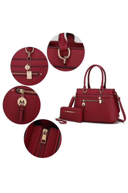 MKF Collection Gardenia Tote Handbag Vegan Leather Gold-tone Hardware 13W x 10H x 4.5D Zipper Closure Dust Bag Included