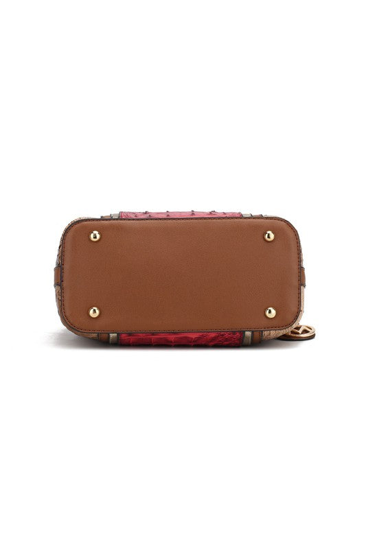 MKF Collection Jamilah Crossbody Handbag Vegan Leather Two-Compartment Design Adjustable Strap Gold-Tone Hardware