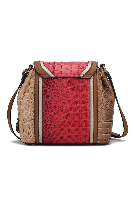 MKF Collection Jamilah Crossbody Handbag Vegan Leather Two-Compartment Design Adjustable Strap Gold-Tone Hardware
