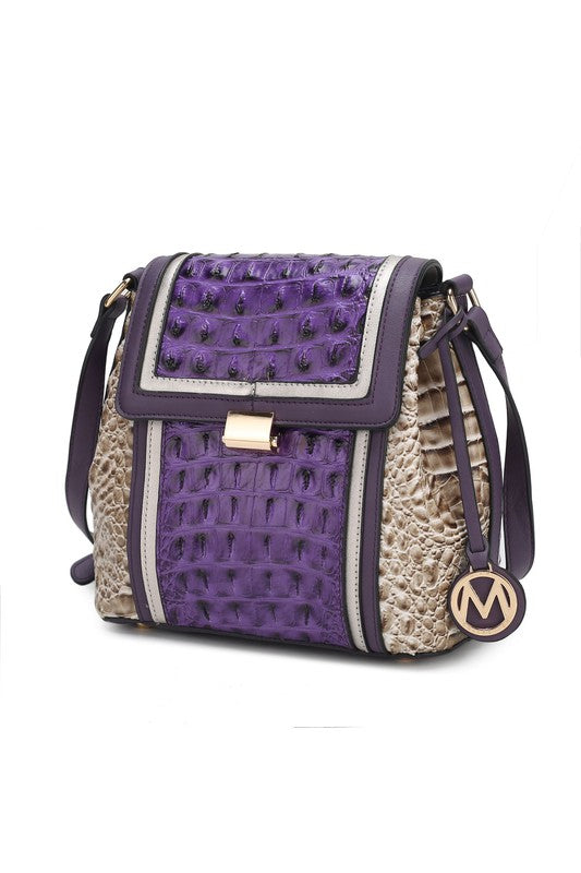 MKF Collection Jamilah Crossbody Handbag Vegan Leather Two-Compartment Design Adjustable Strap Gold-Tone Hardware