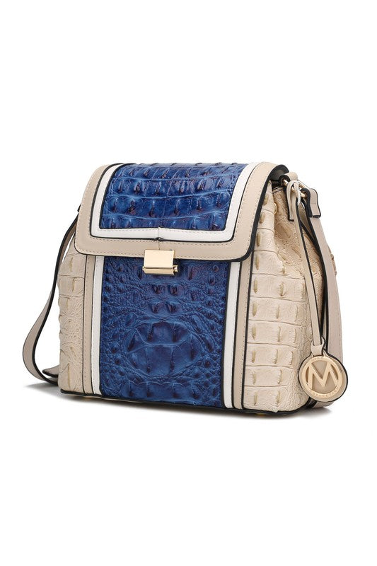 MKF Collection Jamilah Crossbody Handbag Vegan Leather Two-Compartment Design Adjustable Strap Gold-Tone Hardware