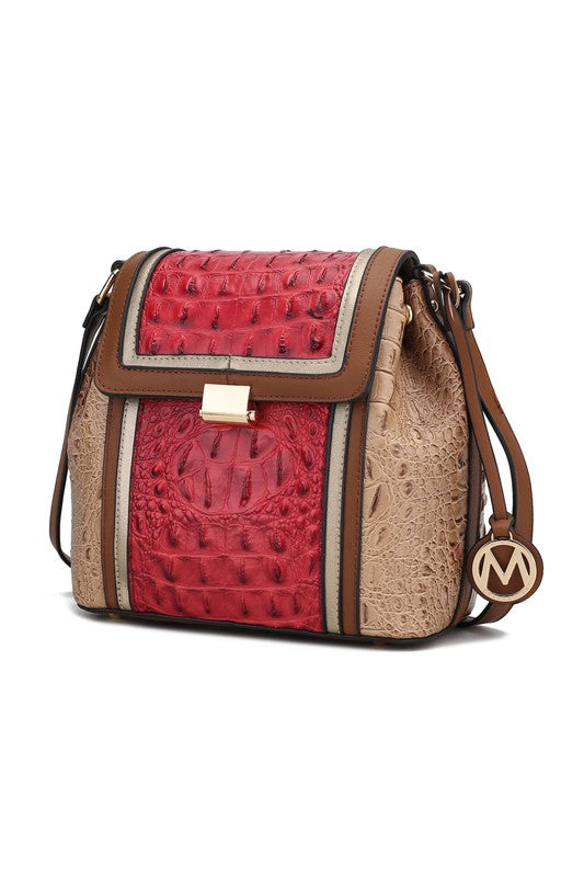 MKF Collection Jamilah Crossbody Handbag Vegan Leather Two-Compartment Design Adjustable Strap Gold-Tone Hardware