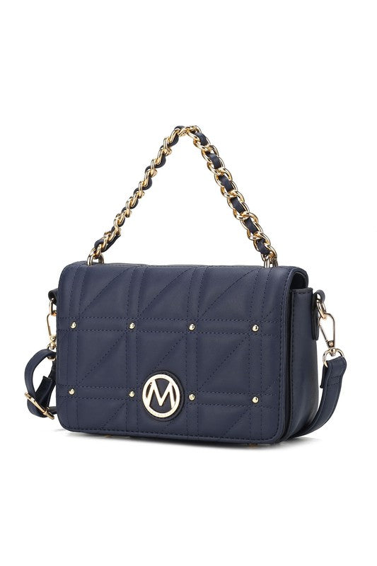 MKF Collection Arabella Shoulder Handbag Vegan Leather Gold-Tone Hardware Adjustable Strap Zipper Pocket Dimensions 9x6x3