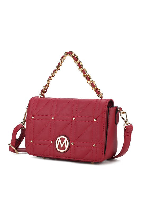 MKF Collection Arabella Shoulder Handbag Vegan Leather Gold-Tone Hardware Adjustable Strap Zipper Pocket Dimensions 9x6x3