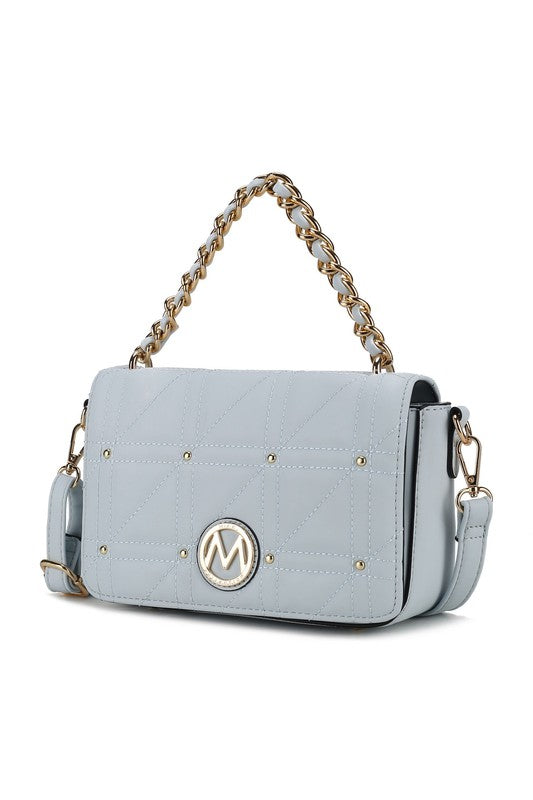 MKF Collection Arabella Shoulder Handbag Vegan Leather Gold-Tone Hardware Adjustable Strap Zipper Pocket Dimensions 9x6x3