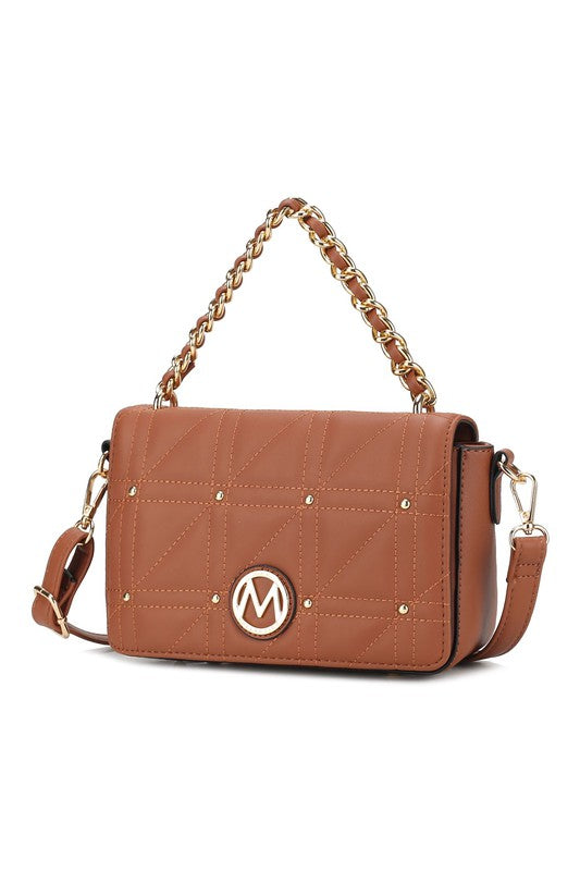 MKF Collection Arabella Shoulder Handbag Vegan Leather Gold-Tone Hardware Adjustable Strap Zipper Pocket Dimensions 9x6x3